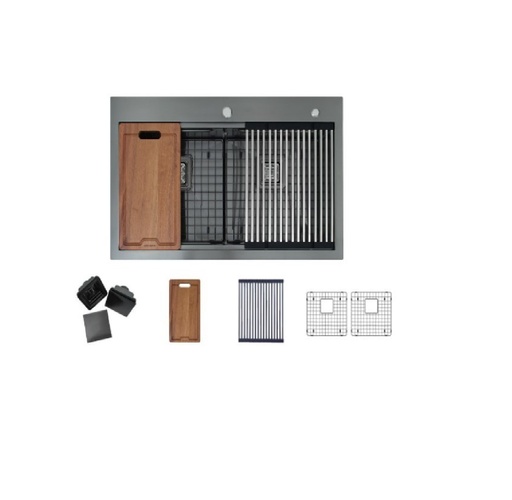 [FRE-GAS-RIVER-G] FREGADERO 2 TINA ACERO INOX TOPE / EMPOTRAR 84 X 51 X 23 CM C/ ACCES. SATINADO REF. RIVER-G GASCO