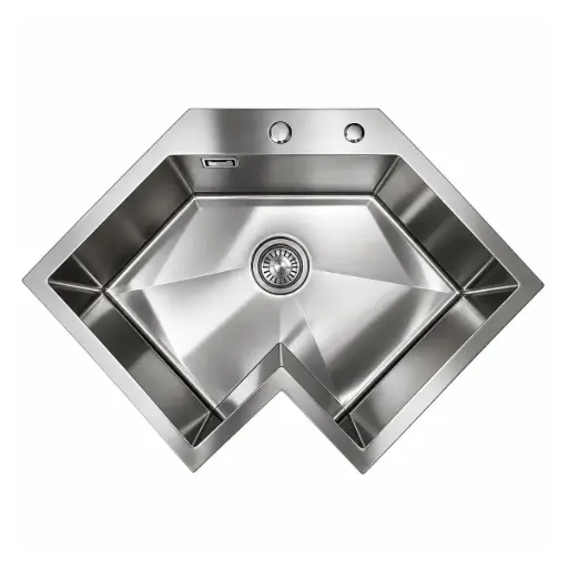 [FRE-BAR-FRE.01.17] FREGADERO DE ESQUINA 1 TINA ACERO INOX. SOBRE TOPE 64 X 64 X 22CM REF. FRE.01.17 MARCA BARI