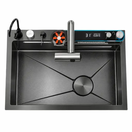 [FRE-BAR-FRE.01.20] FREGADERO MULTIFUNCIONAL ACERO INOX. BAJO TOPE 82 X 46 X 22 CM NEGRO DIAMANTE REF FRE.01.20 BARI