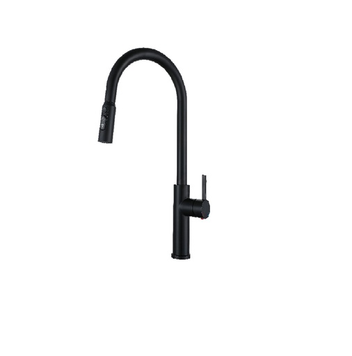 [GRI-GAS-GRIRONA-B] GRIFERIA MONOMANDO ALTO P/ FREGADERO ACERO INOX MANGUERA EXTRAIBLE GRIS Y NEGRO REF. GINORA-B GASCO