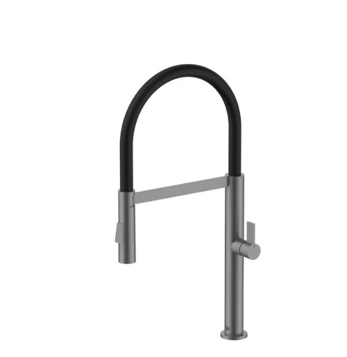[GRI-QM-14.700.1005.GR] GRIFERIA PARA FREGADERO MONOMANDO CON MANGUERA MOVIL SERIE DELTA COLOR GUN GREY MARCA QUALITY METAL