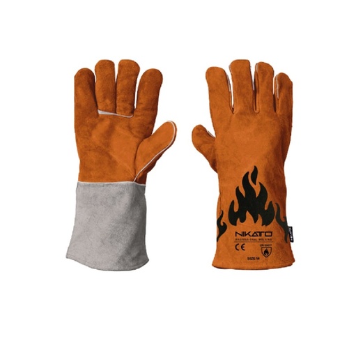 [GUA-NIK-NIK-10-0328] GUANTE DE CARNAZA PARA SOLDAR COLOR NARANJA CON GRIS TALLA 16 REF. NIK-10-0328 MARCA NIKATTO