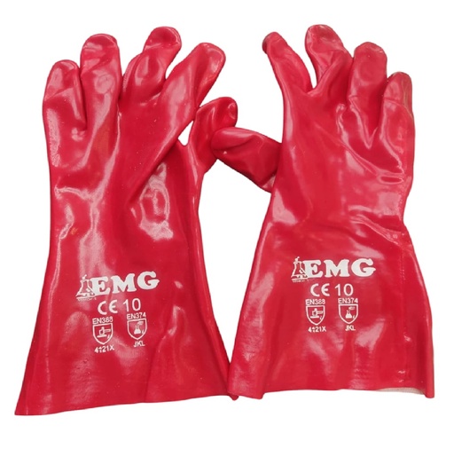 [GUA-GUA-GAR14] GUANTE DE PVC ANTIACIDO ROJO 14" PAR REF. GAR14 / EMG MARCA GUANTCA
