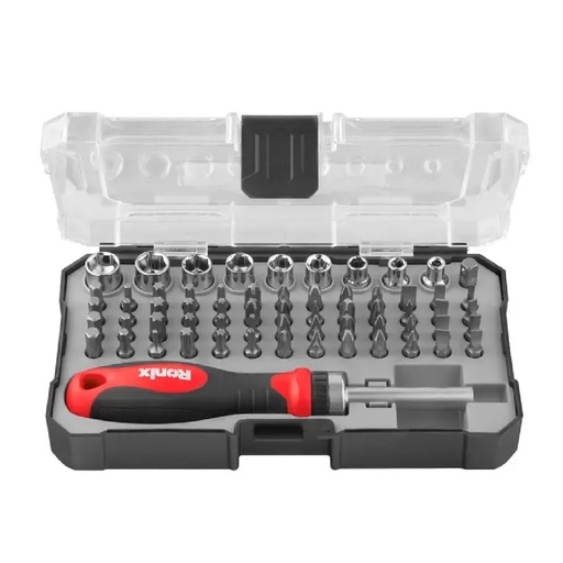 [JUE-RON-RH-2716] JUEGO DE DESTORNILLADOR Y PUNTAS 62 PZAS REF. RH-2716 / 517479 MARCA RONIX