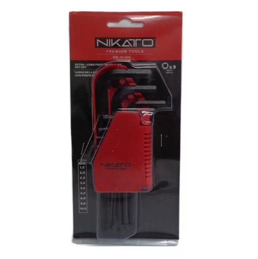 [JUE-NIK-NIK-18-006] JUEGO DE LLAVE ALLEN 9 PZAS (MILIMETRICAS) REF. NIK-18-006 / 112917 MARCA NIKATTO