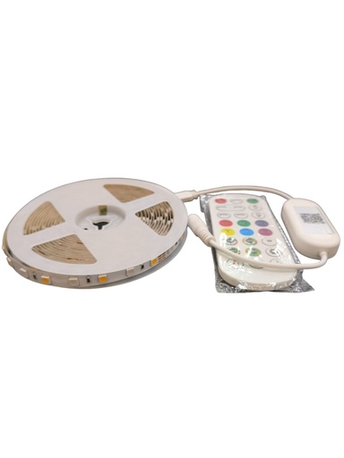 [KIT-LUM-LUM-606] KIT DE CINTA LED SMD 5 MT 24V RGB + 3000K 30 LED/MT 10 W/MT C/CONTROL+BLUETOOTH REF. LUM-606 LUMIND