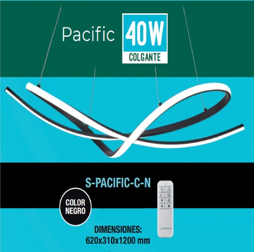 [LAM-LUC-S-PACIFIC-C-N] LAMPARA COLGANTE PACIFIC 40W 3 TONOS 110-260V C/ CONTROL C/ NEGRO REF S-PACIFIC-C-N / 112686 LUCERNA
