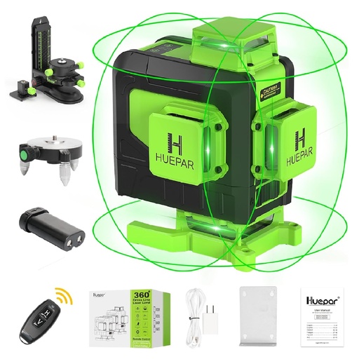 [LAS-HUE-904DG] LASER AUTONIVELADOR 4X360° 4D C/BASE BATERIA RECARGABLE USB REF. 904DG / X002Y5TV4L MARCA HUEPAR