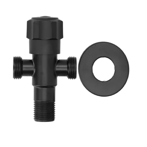 [LLA-QM-14.600.012.BK] LLAVE / VALVULA DE ARRESTO SERIE DELTA C/DOBLE CONEX. HEMBRA 1/2X1/2X1/2" COLOR BLACK QUALITY METAL