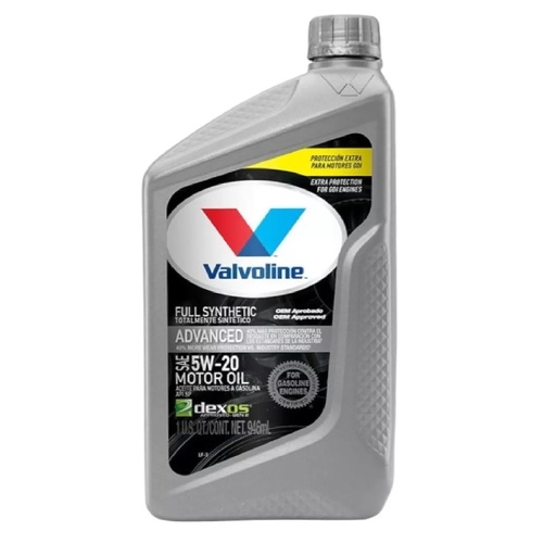 [LUB-VAL-5W20] LUBRICANTE / ACEITE PARA MOTOR SINTETICO 5W20 / 946 ML MARCA VALVOLINE