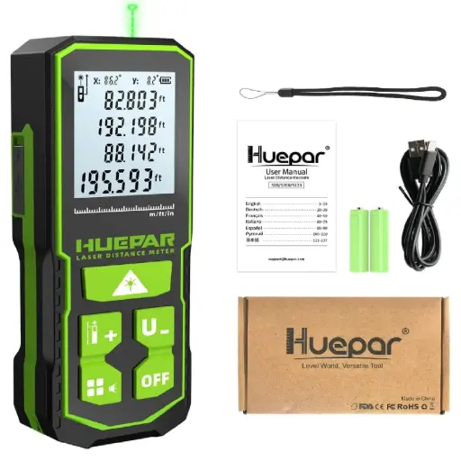 [LAS-HUE-S60-G] MEDIDOR / METRO LASER 196 FT / 60 MTS IP54 RECARGABLE USB REF. S60-G / X0048TYT7P HUEPAR
