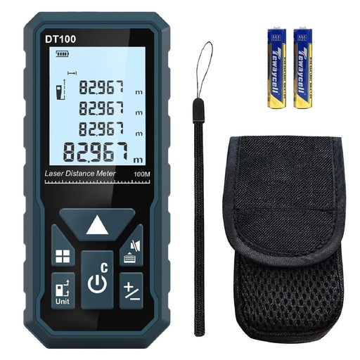 [MED-HAN-DT100] MEDIDOR / METRO LASER DE 100 MTS IP54 C/ CORREA Y BATERIA AAA REF. DT100 / X0029CLFON MARCA HANMATEK