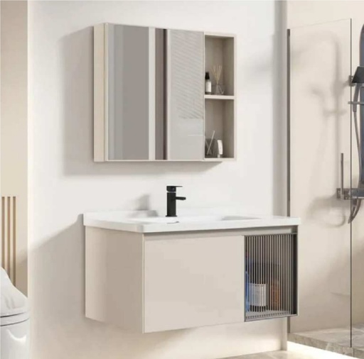 [MUE-VON-REV-013] MUEBLE P/ BAÑO EN ALUMINIO 60X48 CM C/ ESPEJO LED 55X65 CM C/ BEIGE REF REV-013 / B2901B-60 VONANMAX