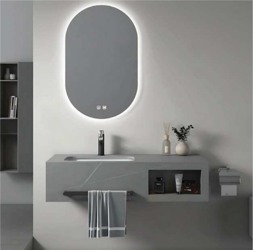 [MUE-VON-REV-035] MUEBLE P/ BAÑO EN ALUMINIO 80X50X30 CM C/ ESPEJO LED 50X80 CM C/ GRIS REF REV-035 / D3-80 VONANMAX