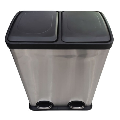 [PAP-TAJ-110049] PAPELERA DOBLE RECTANGULAR 20 LTS + 20 LTS ACERO INOX. C/ PEDAL REF. 110049 MARCA TAJANARA
