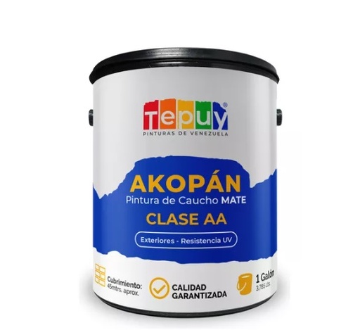 [PIN-TEP-AKOPAN-MAR] PINTURA DE CAUCHO AKOPAN CLASE AA 01 GL COLOR MARFIL MATE ( PROMO ) MARCA TEPUY