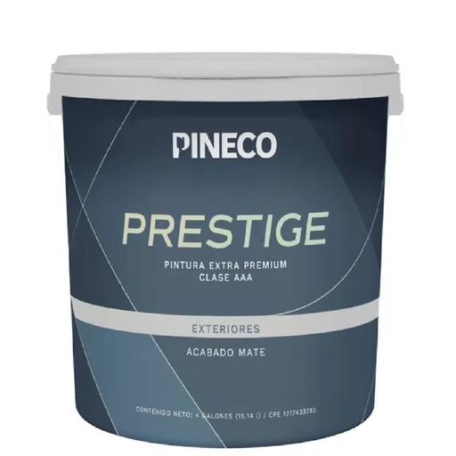 [PIN-PIN-PRS8001A1G] PINTURA DE CAUCHO MATE PRESTIGE INT. CLASE AAA 1 GL COLOR CAOLINO MATE REF. PRS8001A1G MARCA PINECO