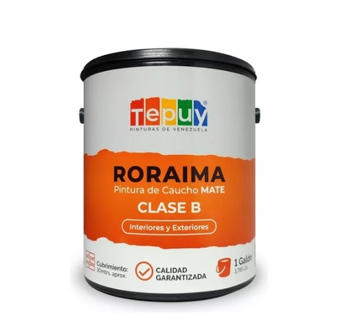 [PIN-TEP-RORAIMA-GRIS] PINTURA DE CAUCHO RORAIMA CLASE B 01 GL COLOR GRIS TORMENTA MATE ( PROMO ) MARCA TEPUY