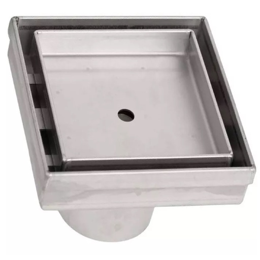 [REJ-UNI-REJ-620] REJILLA CUAD. / DESAG. 4" X 4" INOX 304 P/ INSERTO BALD. C/ SATINADO P/TUBO 2" REF. REJ-664 UNIQUE