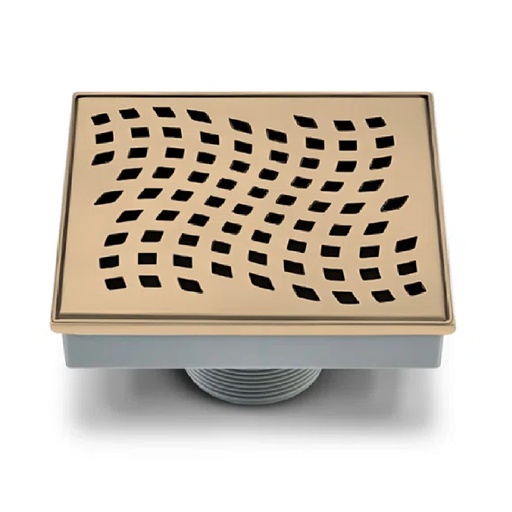 [REJ-UNI-REJ-663] REJILLA CUAD. / DESAG. 6 X6" INOX 304 AGUJERO VARIOS C/YELLOW GOLD P/ TUBO 2 1/2" REF.REJ-663 UNIQUE