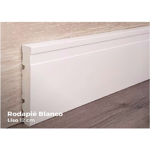 [ROD-EXT-JC355-W1] RODAPIE / ZOCALO PARA PISOS SPC CLICK BLANCO LISO 12 CM X 2,40 MTS ESP. 18 MM REF. JC355-W1 EXTREME