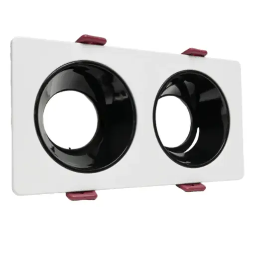 [SPO-LUM-LUM-975] SPOT FIJO DOBLE 175 X 90 X 40MM PARA DICROICO GU10 COLOR BLANCO C/ NEGRO REF: LUM-975 MARCA LUMIND