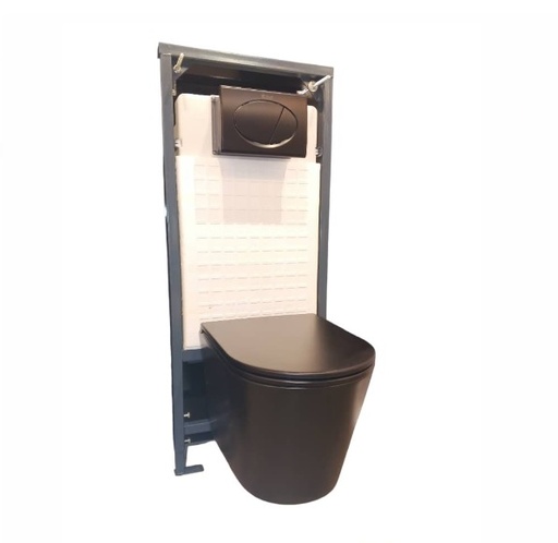 [WC-KUB-KU-053E-UQ3E] WC SUSPENDIDO / AEREO C/ TAZA TAPA + PLACA DES + TANQUE DESCARGA PARED NEGRO KU053EUQ3 MARCA KUBO