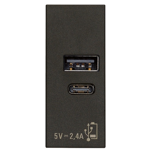 [ALI-VIM-30292.AC.15.G] TOMA USB A+C (TACO) DE ALIMENTACION 15W2.4 A 5V 1 MOD NEGRO SERIE LINEA REF. 30292.AC.15.G MARCA VIMAR