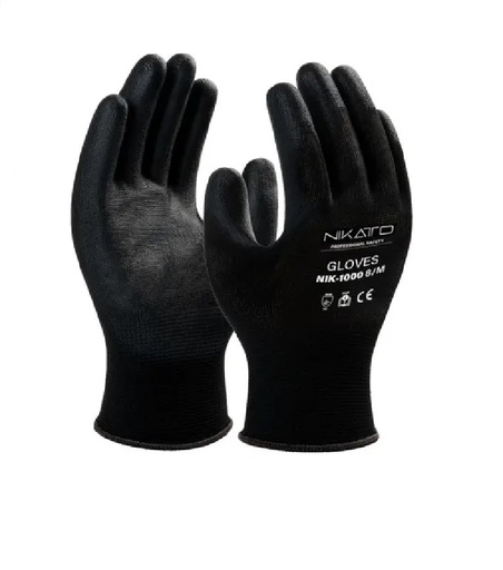 [GUA-NIK-NIK-1000M] GUANTE DE POLIESTER CON LATEX RUGOSO COLOR NEGRO TALLA M REF. NIK-1000M MARCA NIKATTO