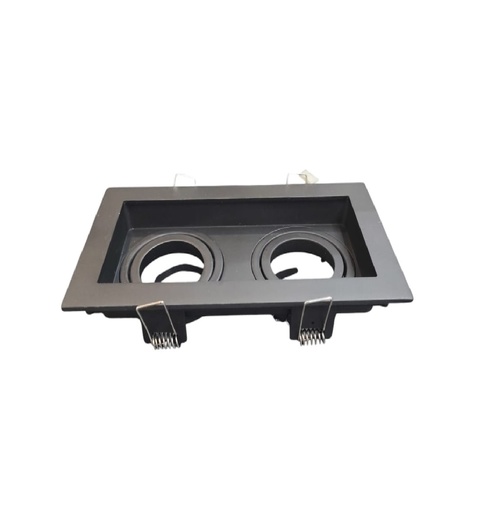 [LAM-LUX-HEZA-185NEGRO] LAMPARA SPOT MARCO CUADRADO DOBLE EMPOTRABLE SIN SOCATE GU10 COLOR NEGRO REF.HEZA-185NEGRO LUXOLAR