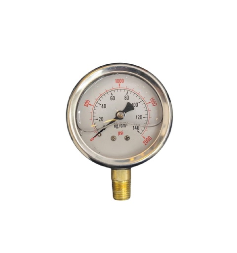[MAN-NUS-202140] MANOMETRO DE GLICERINA 2 1/2" DE 0 - 2000 PSI / 0 - 140 KG/CM2 CONECTOR 12MM REF. 202140 MARCA NUSAC