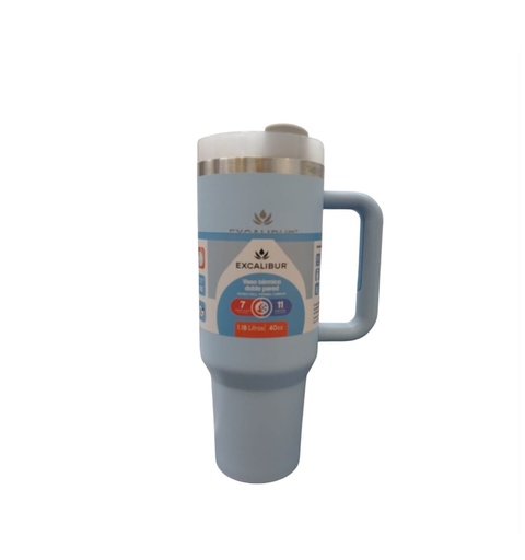 [VAS-EXC-VB2401-AZU] VASO TERMICO DOBLE PARED CON ASA Y PITILLO 1.18 LTS / 40 OZ COLOR AZUL CLARO REF. 002975 EXCALIBUR