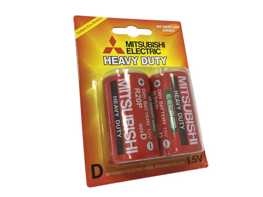 [BAT-MIT-DR20P] BATERIA / PILA TIPO "D" "CARBONO" 2 UND / BLISTER 1.5 V REF. R20P/2BP MARCA MITSUBISHI