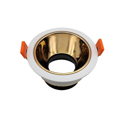 [LAM-LUC-AROBRO] LAMPARA SPOT ARO P/EMP ANG AJUST 75MM RED P/GU10 S/BOM C/BLA-ORO R REF AROBRO / 504398 MARCA LUCERNA