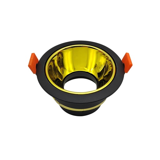 [LAM-LUC-ARONO] LAMPARA SPOT ARO P/EMP ANG AJUST 75MM RED P/GU10 S/BOM C/NEG-ORO REF ARONO / 504428 MARCA LUCERNA