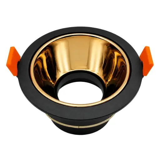 [LAM-LUC-ARONRO] LAMPARA SPOT ARO P/EMP ANG AJUST 75MM RED P/GU10 S/BOM C/NEG-ORO R REF ARONRO / 504404 MARCA LUCERNA