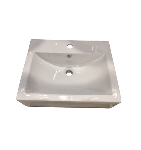 [LAV-GLO-616] LAVAMANOS CUADRADO DE SOBREPONER 53 CM X 42 CM X 16 CM COLOR BLANCO REF. 616 MARCA GLOBAL CERAMIC