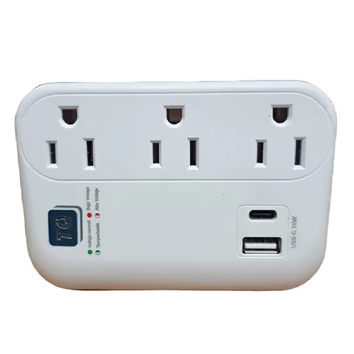 [PRO-TQL-TQ-PTE120U-1] PROTECTOR DE VOLTAJE EQUIPO ELECTRON. 3 TOM+USB+USB C 15AMP REF. TQ-PTE120U-1 / 330274 TOTAL QUALITY