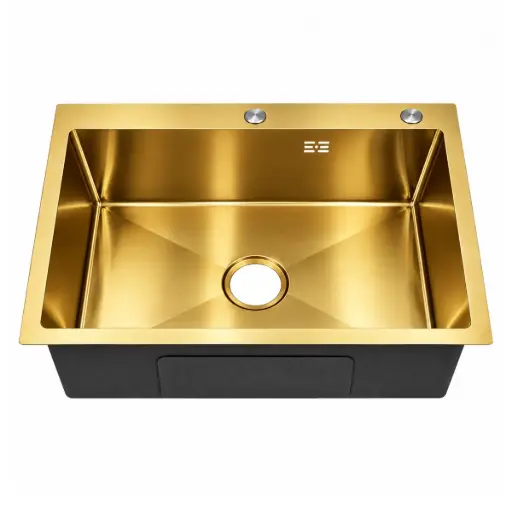 [FRE-BAR-FRE.01.08] FREGADERO DE 1 TINA INTEGRADO ACERO INOX SOBRE TOPE 55 X 45 X 22CM DORADO FRE.01.08 MARCA BARI