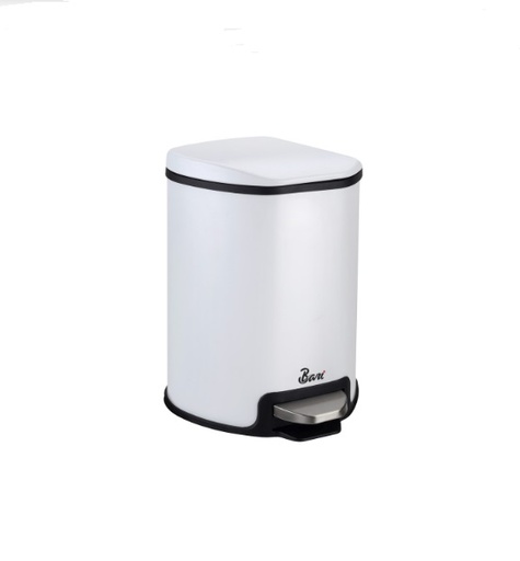 [PAP-BAR-TOB.03.04] PAPELERA DE PEDAL CON FRENO DE 5 LTS EN ACERO INOXIDABLE COLOR BLANCO REF. TOB.03.04 MARCA BARI