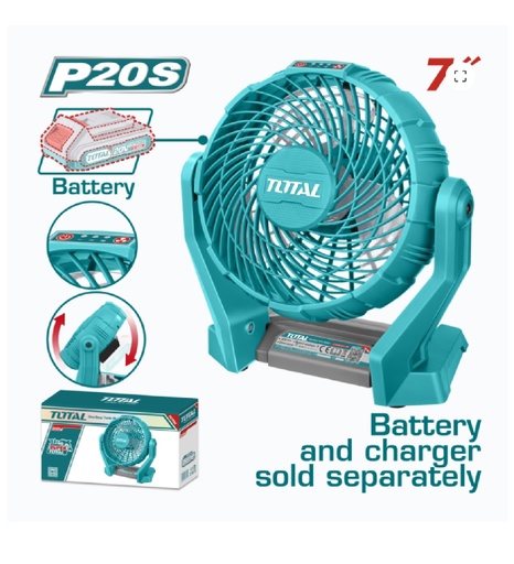 [VEN-TOT-TFALI2007] VENTILADOR INALAMBRICO 20 V 7" NO INCLUYE BATERIA REF. TFALI2007 MARCA TOTAL TOOLS
