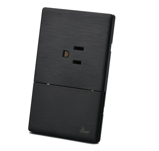 [INT-BAR-INT.09.08] INTERRUPTOR + TOMACORRIENTE CON TIERRA SERIE SOLLIEVO COLOR NEGRO CEPILLADO REF. INT.09.08 MARCA BAR