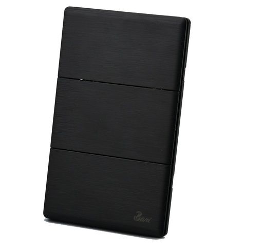 [INT-BAR-INT.09.03] INTERRUPTOR TRIPLE SERIE SOLLIEVO COLOR NEGRO CEPILLADO REF. INT-09.03 MARCA BARI