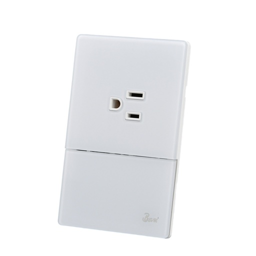 [INT-BAR-INT.11.08] INTERRUPTOR + TOMACORRIENTE CON TIERRA SERIE NEVE COLOR BLANCO BRILLANTE REF. INT.11.08 MARCA BAR