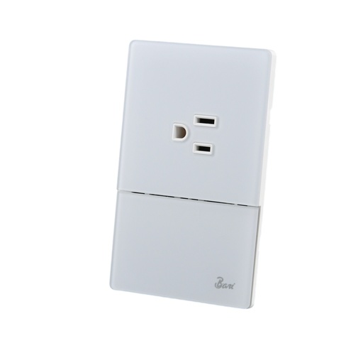 [INT-BAR-INT.16.08] INTERRUPTOR + TOMACORRIENTE CON TIERRA SERIE NEBBIA COLOR BLANCO MATE REF. INT.16.08 MARCA BAR