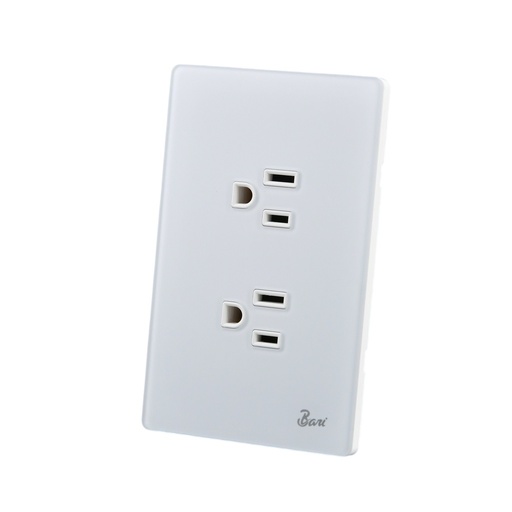 [TOM-BAR-INT.16.07] TOMA CORRIENTE DOBLE CON TIERRA SERIE NEBBIA COLOR BLANCO MATE REF. INT.16.07 MARCA BARI