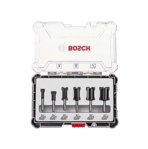 [JUE-BOS-2607017467] JUEGO DE FRESAS RECTAS 1/4" PARA ROUTER / TROMPO 6 PZAS REF. 2607017467 COD. 880725 MARCA BOSCH
