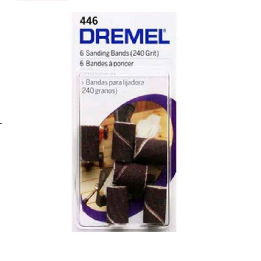 [JUE-DRE-863188] JUEGO DE BANDAS DE LIJA 1/4" 240GR PARA DREMEL 6 PZAS MOD. 446 / 26150446AA REF. 863188 MARCA DREMEL