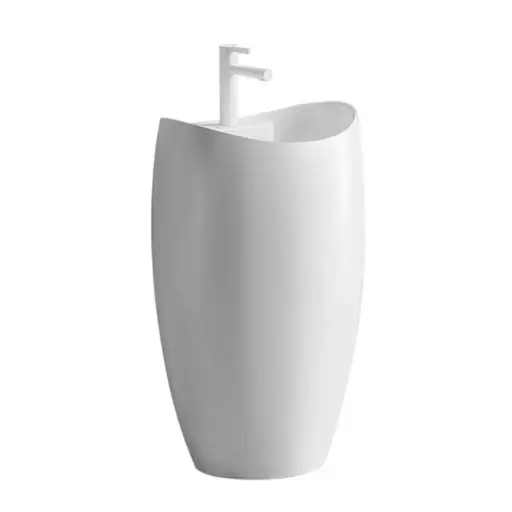 [LAV-UNI-LAV-1504] LAVAMANO DE PEDESTAL / COLUMNA REDONDO 58 X 45  X 89 CM COLOR BLANCO LAV-1504 MARCA UNIQUE