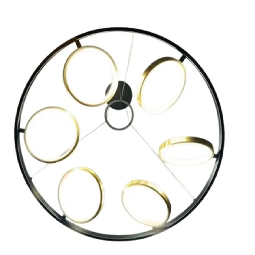 [LAM-HEA-LUM09176] LAMPARA LED INTELIGENTE 6 AROS COLGANTE C/CR DIMERIZABLE 60W 2700K+6500K NEGRO REF. 005254 HEA LIGHT